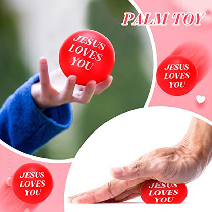 20 Pcs Jesus Loves You Balls Toys Christian Gifts, Red - color: Red
