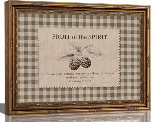 FTHMTN Vintage Gold Framed Fruit of The Spirit Scripture Wall Art 16x24 in - color: Spirit Fruit, size: 24"L x 16"W