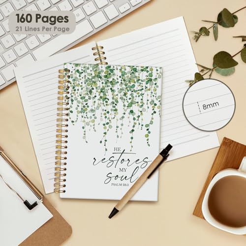 Wheatwin Christian Bible Spiral Notebook, Scripture Journal, Prayer Journal for Women Men, Sage Green School Office Supplies, Church Notes Notebook Gifts, Bible Notebooks for Note Taking 5.5x8.3 - color: Psalm 28:3