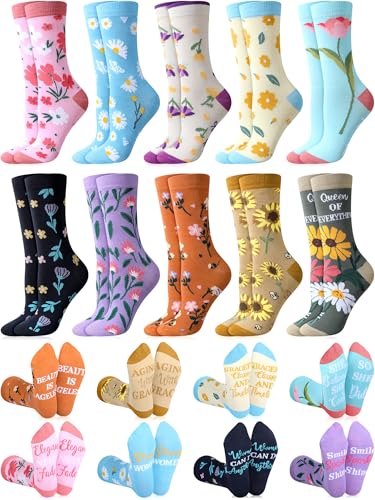 Cutecrop 10 Pairs Novelty Women's Floral Socks Gift - color: Macarons, style: Elegant Style