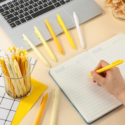 100 Pcs Ballpoint Gel Pens Bulk Retractable, Yellow Series - style: Yellow Series