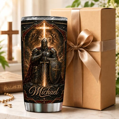 Personalized Christian Gifts For Men - Faith Warrior Christ Man Of God Tumbler V12 - A Child Of God Religious Bible For Dad, Husband, Grandpa on Fathers Day, Christmas, Birthday - color: CH-VAR-12