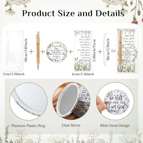 30 Sets Christian Gift Bulk for Women Bible Verse Pen Flower Mirror