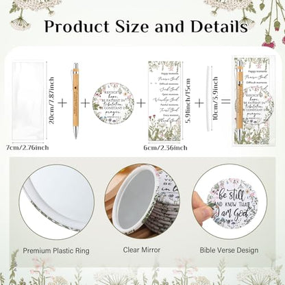 30 Sets Christian Gift Bulk for Women Bible Verse Pen Flower Mirror