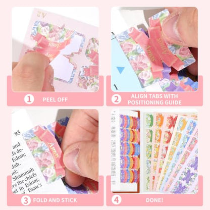Bible Tabs for Women, 66 Large Print Laminated Bibles Chapters Index Tabs and 39 Blank Dividers Sticky Labels, Painted Flowers Bible Study Supplies, Journaling Accessories, Christian Gifts for Men - style: Painted Flowers