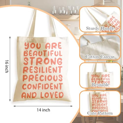 Aesthetics Canvas Tote Bag - Art Design Gift for Women, Reusable Purse Tote Bag with Inner Zip Pocket - style: You Are