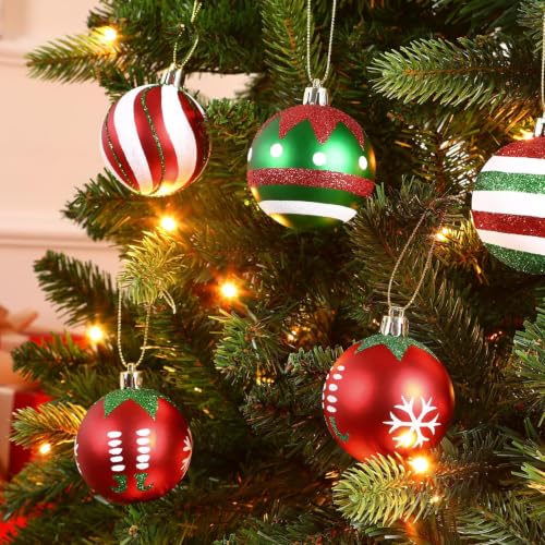 SHareconn 30ct 2.36 Inch Christmas Tree Balls Ornaments,Red and Green White - color: Red and Green White, size: 2.36 inch
