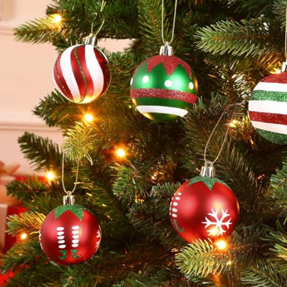 SHareconn 30ct 2.36 Inch Christmas Tree Balls Ornaments,Red and Green White - color: Red and Green White, size: 2.36 inch