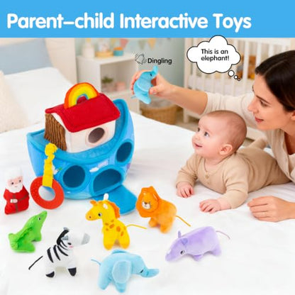 Baby Toys 6-12 Months - Noah's Ark Toy with Stuffed Animals, Baptism Gifts