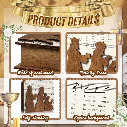 3 Pcs Christmas Nativity Scene Table Ornament, Christian Music Sheet Decor