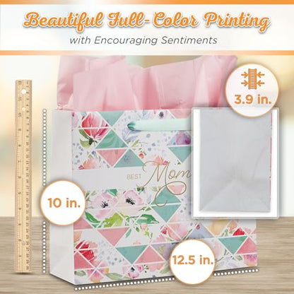 Christian Art Gifts Large Gift Bag for Mom with Card & Tissue, Gold - color: Best Mom/Multi, style: Large Landscape
