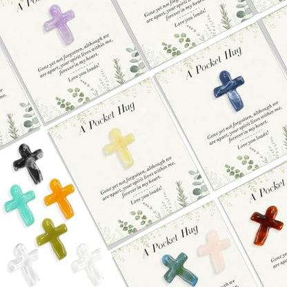 36pcs Easter Gifts Pocket Crosses in Bulk, Funeral Favors Set With Mini Resin Cross and Hug Greeting Cards, Christian Pocket Hug Token Keepsake Exchange Card for Friends Family Coworker Employee - color: Cross