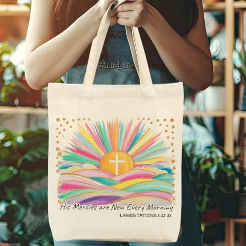 Faith Canvas Tote Bag, Christian Gifts for Women Mama Sister Inspirational Bible Verse Birthday Christmas - color: Christian 857