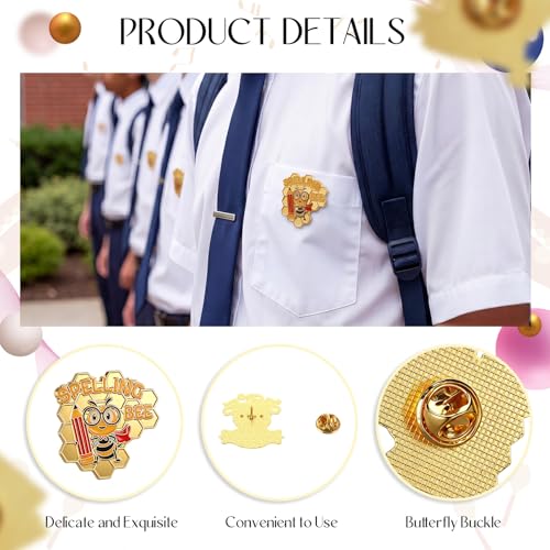 Knitgrip Award Lapel Pins Bulk Academic Recognition Enamel Pins Honors Gift for Student Office Government Club Members - style: Spelling Bee