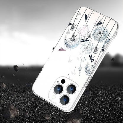 Compatible iPhone 15 Pro Max Case, Aesthetic Dandelion Flower Dragonfly Pattern, Slim Soft TPU Protective Case with Anti-Slip, Shock-Absorbent, Wireless Charging Compatible Feature - color: Pattern-3, size: iPhone 15 Pro Max (6.7 inch)