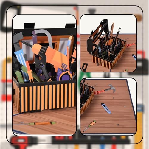 3D Pop Up Interesting Cards for men - toolbox Greeting Card - color: A-Toolbox