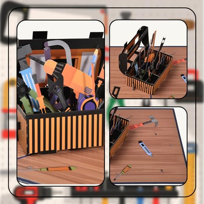 3D Pop Up Interesting Cards for men - toolbox Greeting Card - color: A-Toolbox