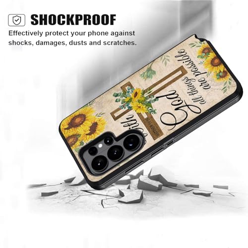 for Samsung Galaxy S26 Ultra Case, Heavy Duty 3 in 1 Hybrid Hard PC & Soft Silicone Shockproof Drop Protection Case for Galaxy S26 Ultra 5G 6.9", Christian Cross Quote Bible Verse Matthew 19:26 - color: Christian Cross Quote Bible Verse Matthew 19:26, siz