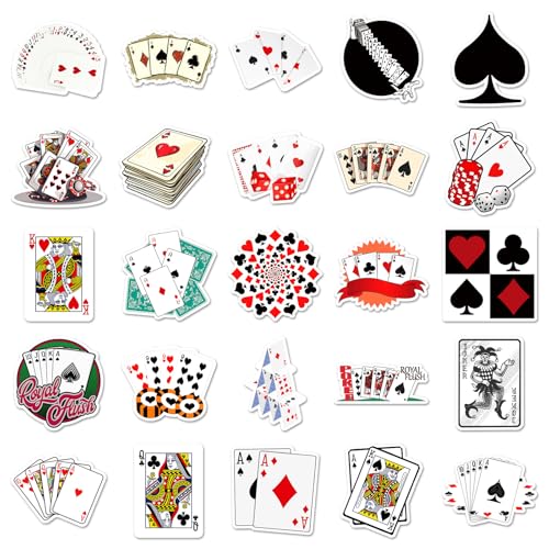 50PCS Poker Card Stickers, Waterproof Vinyl Decals, Casino Themed Stickers for Water Bottles, Laptops, Scrapbooking（Playing Cards） - color: Playing Cards