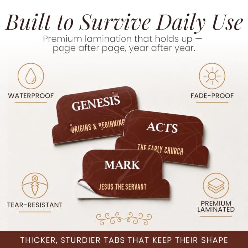 90 Christian Bible Tabs for Women, Men, Kids - Brown Marble - color: Brown Marble