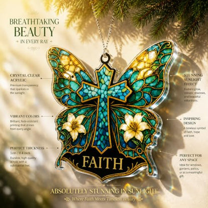 Butterfly Gifts for Women – Butterfly Suncatcher Inspirational Spiritual Gifts for Women 2026 for Christmas Mothes Day, Christian Gift Religious Gift Women Birthday Gifts, Valentines, Mothers Day - color: Faith