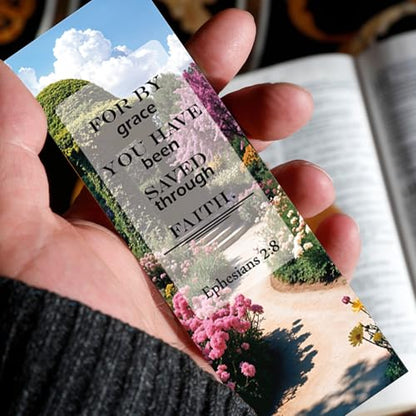 100 Pcs Christian Bookmarks, Religious Bible Verse Paper Bookmark Bulk for Women Man, Inspirational Scripture Scenery Book Mark Gift for Reading Lovers Church Accessories - color: Christian C