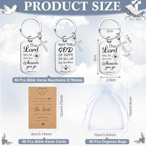 Siifert 50 Set Christian Cross Keychains Bulk Christian Keychain Bible Verse Religious Prayer Gifts for Women Men - color: Rectangle Style