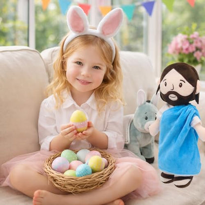 Yelakey Jesus and Donkey Plush Toys, 11.8" Stuffed Religious Toys for Kids - color: 11.8inch/Jesus Rides a Donkey