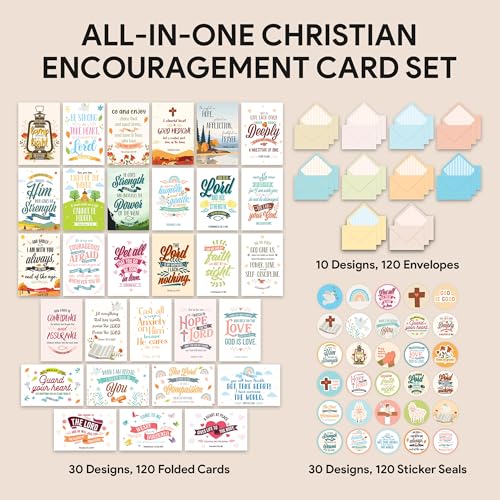 Decorably 120 Pack Inspirational 4x6in Christian Greeting Cards