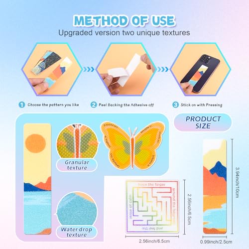102 Pieces Sensory Stickers for Calm, 2 Texture Styles, Anxiety Relief