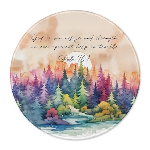 Watercolor Forest Christian Mouse Pad 7.9x7.9 Inch, Psalm 46:1 Bible Verse Mouse Pads for Desk Home Office Dorm Computers Laptop, Religious Office Supplies Desk Accessories - color: Cute Sloth 27A