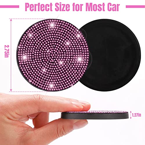 ToBeQueen Pink Car Cup Holder Coaster, 4 Pack Crystal Rhinestone Bling Coaster Universal 2.75 Inch Anti-Slip Shockproof Car Cup Mat Auto Interior Accessories for Women Girl, Pink - color: E-pink
