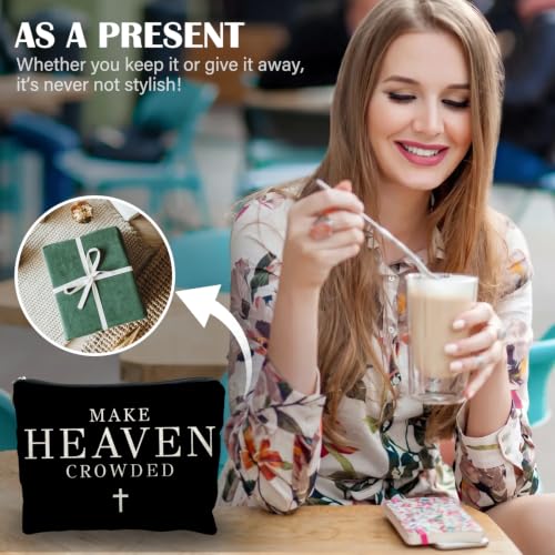 Inspirational Christian Makeup Bag, Christian Gifts for Women Men, Make Heaven Crowded Religious Bible Verse Cosmetic Bag Canvas Toiletry Zipper Pouch for Women - color: MAKE HEAVEN CROWDED