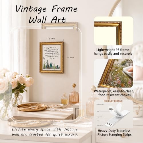 Gold Framed Inspirational Christian Wall Art for Nursery, Bible Verse Art - color: White children, size: 16"L x 12"W