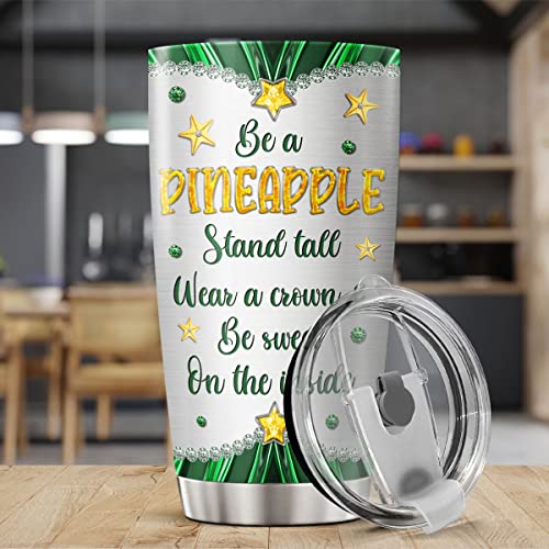 Personalized Coffee Tumbler Pineapple Jewelry Style Travel Mug With Lid Custom Name Birthday Gifts For Women Friends Girls Insulated Cup Cold Steel Tumblers Inspirational Quotes - color: Pineapple Name