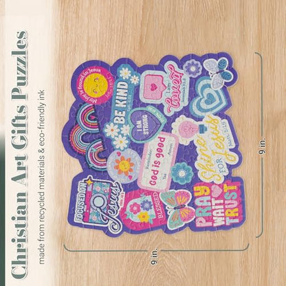 Christian Art Gifts 140 Piece Mini Jigsaw Puzzle: Multicolor, Bible Verses - color: Purple & Pink Multicolor