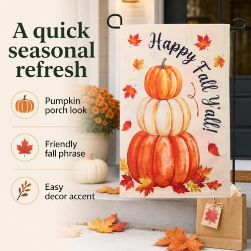 Happy Fall Garden Flag Decor, Thanksgiving Pumpkin Yard Flags for Outside - color: Fall Pumpkins