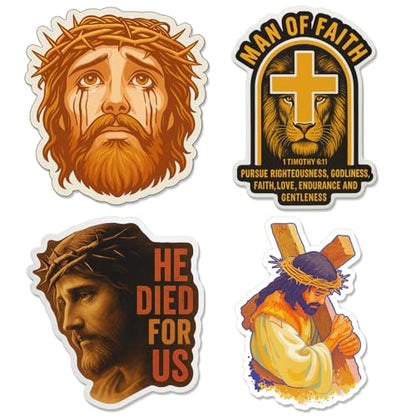 4 Pcs Jesus Stickers - Religious Christian Waterproof Vinyl Decals - color: Jesus Christ Stickers