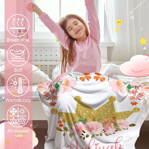 Personalized Baby Crown Blanket for Girls with Name - color: Crown