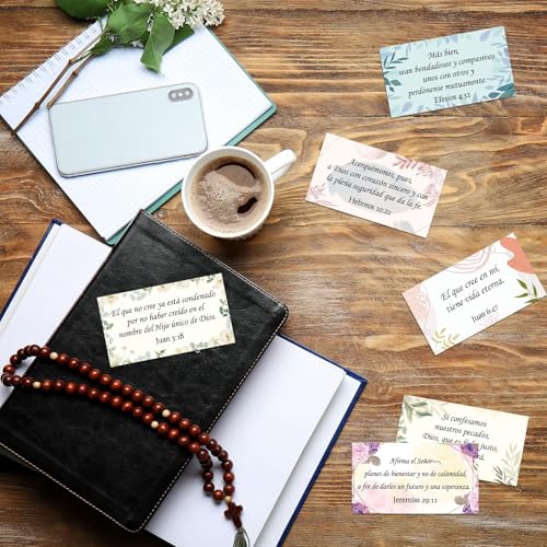 Motiskyy 200 Pcs Spanish Prayer Cards Christian Gifts, Flower - style: Flower