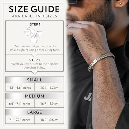 Cuff Bracelet for Men Premium Stainless Steel Mens Bangle Bracelets Silver Cuff Bracelet Waterproof & Non-Tarnish Minimal Western Bracelet - color: Hammered, size: Medium