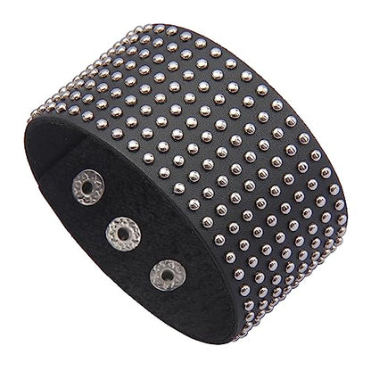 Jeilwiy Punk Rock Gothic Black Rivet Leather Spiked Necklace Collar Neckband Leather Choker Necklace for Women Mom Gifts Adjustable - color: Black Wrist Cuffs