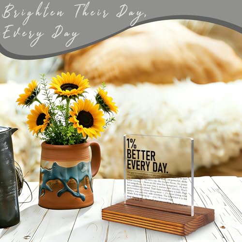 Motivational Desk Sign for Entrepreneurs Athletes Students, 1% Better Every Day Inspirational Acrylic Plaque, Success Mindset Office Decor Gift for Coworker Men Women EC418 - style: Entrepreneurs Athletes Students