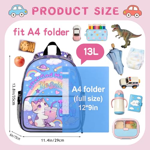 Lovely Cat Girls Backpack School Bag for Students Kids Book Bag with Multiple Pockets Girls Backpack 5-8,Kids Backpack for Girl Kindergarten Elementary Children's School Bookbag for Girl Rainbow - color: Cat