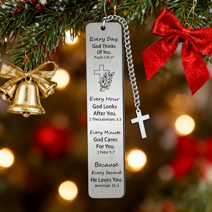 Bible Verse Bookmark with Cross Charm - Christian Gifts for Women Men - Inspirational Religious Gift for Baptism, First Communion, Graduation - Every Day God Thinks of You - style: BM027 Psalm 139:17 Every Day God Thinks of You