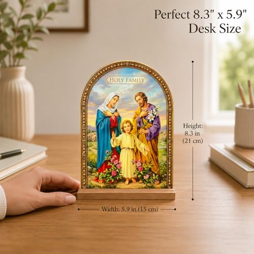 TALPGOD Holy Family Stand Catholic Ornament Statue – Youth Jesus,St.Joseph,Virgin Mary Statue Acrylic Tabletop Décor for Home Altar & Desk,Christian Gift for Women & Men,Sagrada Familia Estatua - color: Holy Family