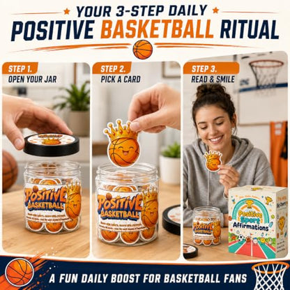 Positive Basketball Jar With 60 Affirmation Cards, Emotional Support Basketball, Basketball Gift For Teen Boys Girls And Men, Coach, Stocking Stuffers For Teen Boys - color: Positive Basketball