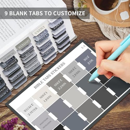 Taja Bible Tabs, 75 Large Print Index Tabs for Women & Men - color: H-gray