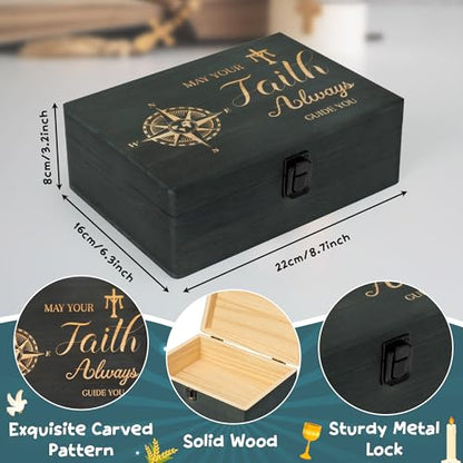 R HORSE Religious Confirmation Keepsake Box - Baptism Confirmation Gift for Teen Boy Girl, Wooden Engraved First Communion Keepsake Box with Lid, Christian Memory Holder for Jewelry Memento Photos - style: Confirmation