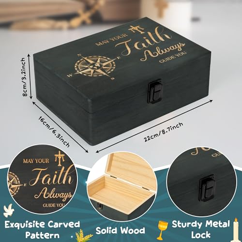 R HORSE Religious Confirmation Keepsake Box - Baptism Confirmation Gift for Teen Boy Girl, Wooden Engraved First Communion Keepsake Box with Lid, Christian Memory Holder for Jewelry Memento Photos - style: Confirmation